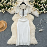High-End Feel Dress Women 2025 New Design Color Short-Sleeved Polo Collar Knitted Ass Skirt