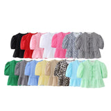 Spring 2025 New Women's Leopard Print Short-Sleeved Shirt