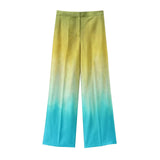 2025 Summer Tie-Dye Silk-Stained Shirt Trousers Set