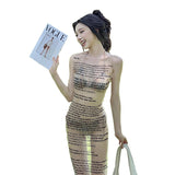 2025 Summer New Women's Fashion Sexy Yi Mengling With The Same Hot Girl Screen Print Long Dress