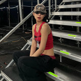 Women's 2025 Summer New Jennie With The Same Hottie Printed Vest High-Waisted Straight Casual Pants