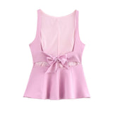 Butterfly Tie With Bare Back Vest 2025 Spring Sleeveless Waist Skirt Swing Women's Top
