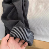 Simple Temperament Gray High-Waisted Striped Curly-Fried Casual Pants Women's Spring And Autumn New Commuter Loose Broad-Legged Pants
