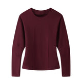 Multi-Color Double-Sided Cloth Body Round-Neck Long-Sleeved Head-Dressed Tight High-Waisted Straight Trousers Casual Suit Woman