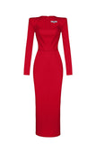 2025 New Women's Autumn New Horn Long-Sleeved Belt Dress Fashion Temperament