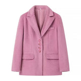 Women's Clothing 2025 Spring New Fashion Free Single Row Buckle Long Hair Suit Jacket