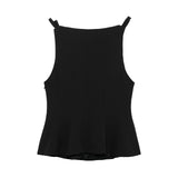 Black And White Skirt Body-Body Butterfly Strap Sling 2025 Spring And Summer Sleeveless Short Vest Woman