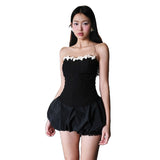 2025 Winter Women's New Fashion Hottie Bump Color Palming Body Splicing Flower Boobs Dress Dress
