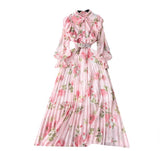 Dress Women's Autumn Dress 2025 New Heavy Industry Pressed Long Printed Chiffon Dress Sweet Holiday Dress
