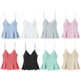 Single-Dran Buckle Swing 2025 Wide Short Female Vest Open Back Sexy Sling Skirt V-Neck Summer