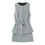 Women's Dress 2025 New Fashion Temperament Two-Piece Effect Of The Short Dress