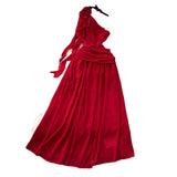 Holiday Style Dress Summer New Three-Dimensional Flowers Twilled Shoulderless Sleeveless Waist-Sloping Long Dress