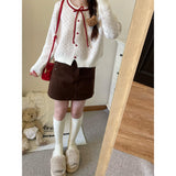 A Complete Set Of Autumn Wear 2025 Cute Age Reduction Knitted Skirt Short Skirt Two-Piece Skirt Woman
