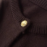 Spring 2025 New Women's Gold Buckle Pocket Dress Short Long-Sleeved Knitted Jacket