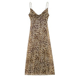 Women's Clothing 2025 Spring New Street Fashion Mesh Animal Print Sling Dress