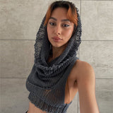 Autumn 2025 Fashion Trend Women's New Hooded Sleeveless Umbilly Knitted Solid Color Sweater