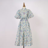 Summer Court Style High Design Feeling Heavy Industry Nail Drill Short Sleeve Single Buckle Dress + Sling