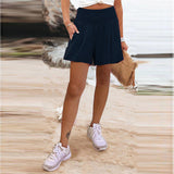 2025 Women's Hot Selling Solid Color High-Waisted Elastic Shorts Tight Waist Wide Leg Slacks