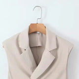 Temperament Casual Suit Vest Suit 2025 Summer Sleeveless Wrap Wearing Short-Carved Vest Folded Trousers Woman