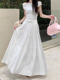 Long-Long Drag Skirt Sunscreen Skirt 95Cm Female Large-Size Cake White Skirt Large Skirt Umbrella Skirt Wrinkled Skirt