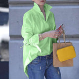 Wish Burst Spring And Summer Lady Long-Sleeved Shirt Women's Street Fashion Loose Solid Color Large-Size Shirt