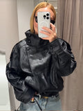 Autumn And Winter 2025 Fashion New Women's Pu Leather Jacket Jacket Locomotive Long-Sleeved Leather Coat Women
