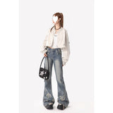 Fat Mm Full Hip Waist Than Micro-Tight Jeans Female Vibe Star Babes Slimming Straight Tube Trousers