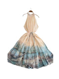 Improve High-End Exquisite Dress Women's Summer Micro Fat Mm New National Feng Feng Eshui Ink Printing Skirt 0530
