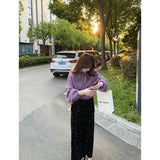 Korean Gentle Lazy Wind Purple Round Jumper Half Skirt Two Sets Of Small Loose Soft Slimy Set