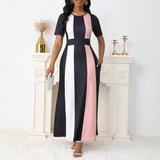 New Women's Clothing New Temperament Fashion Fashion Dress Short Sleeve Long Skirt