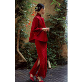 New Chinese Cheongsam Toast Suit 2025 New Retro National Style Wedding Dress Engagement Dress Long Sleeve