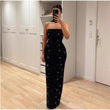 V-Neck Knitted Skirt With Hips In The Summer Of 2025 New Personality Black Dot Knitted Tweed Long Skirt