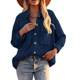 Women's 2025 New Autumn And Winter Shirt Solid Color Loose Wick Pocket Long-Sleeved Sleeve Shirt Jacket