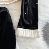 French Gold Velvet Set Women's Bottom Shirt 2025 New Women's Winter Long-Sleeved Top Two Sets 0415