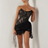 In The Autumn Of 2025, The New Women's Sexy Lace Mesh Is A Word-Smeared And Straight-Up Dress Woman.