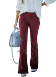 2025 Autumn And Winter Women's Solid Color High Waist Repair Micro-Trumpet Trousers Cord Velvet Tight Waist Casual Pants