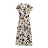 Silk-Shythm-Sensitive Printed Ampicula Dress Summer 2025 Design Kinesigeed Dress Girl