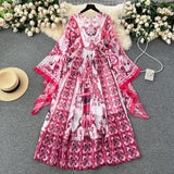 Dress Autumn Dress New 2025 Small Design Style Holiday Style Retro Print Sleeve Chiffon Long Dress