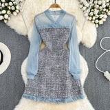 Elegant Lady Little Fragrant Temperament Fluttering Lead To The Acceptance Of Waist Thin A Word Lotus Leaf Side Coarse Dress Autumn