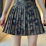 New Camouflage Fine Lattice 100-Fold Skirt High-Rise Thin Short Model Of Folding Skirt A Word Jk Bag Hip Skirt