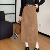 2025 New Autumn And Winter Port Style Retro Skirt Thicker Wicked Skirt Long Bag Hip Skirt Open Skirt