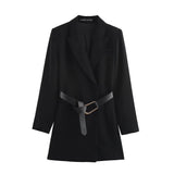 Spring 2025 New Women's Temperament Fashion Business With Belt Short Suit Dress