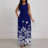 2025 Summer New Fashion Sleeveless Print Loose Round Collar Simple Temperament Dress