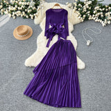 Three-House Folded T-Shirt With Irregular Hembo Skirt Dress Suit Woman