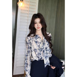Old Money Style High-End Feel Expensive Wear Retro Broken Flowers With Shirt Top High Waist Skirt
