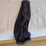 Simple Temperament Gray High-Waisted Striped Curly-Fried Casual Pants Women's Spring And Autumn New Commuter Loose Broad-Legged Pants