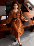 Bohemian Dress Lady Autumn And Winter Cladding Heavy Embroidered Puff Cuff Cuffs Mid-Long Festive Dress