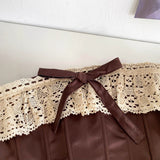 The Ancient English Wind Brae Vest Woman Summer Lace Hook Flower Tied With Fish Bone Gird Waist Small Man Is Beautiful