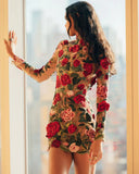 2025 Fashion Half-High-Necked Lace Embroidered Sexy Buffet Dress Dress