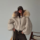 Autumn/Winter 2025 Explosion Long-Sleeved Collar With Short Locomotive Jacket Leather Coat Woman